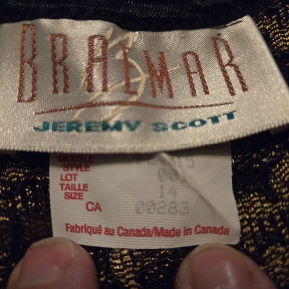 Jeremy Scott Braemar Gold Laced & Black Velvet Gown - Size 14 - Picture 7 of 7